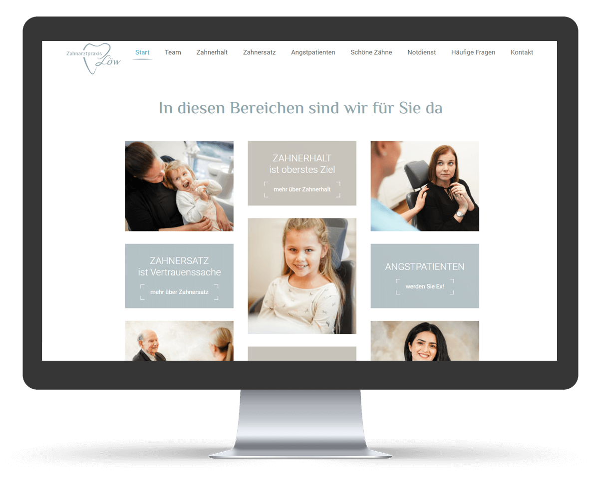 Startseite Angebote - Website Zahnarztpraxis Löw