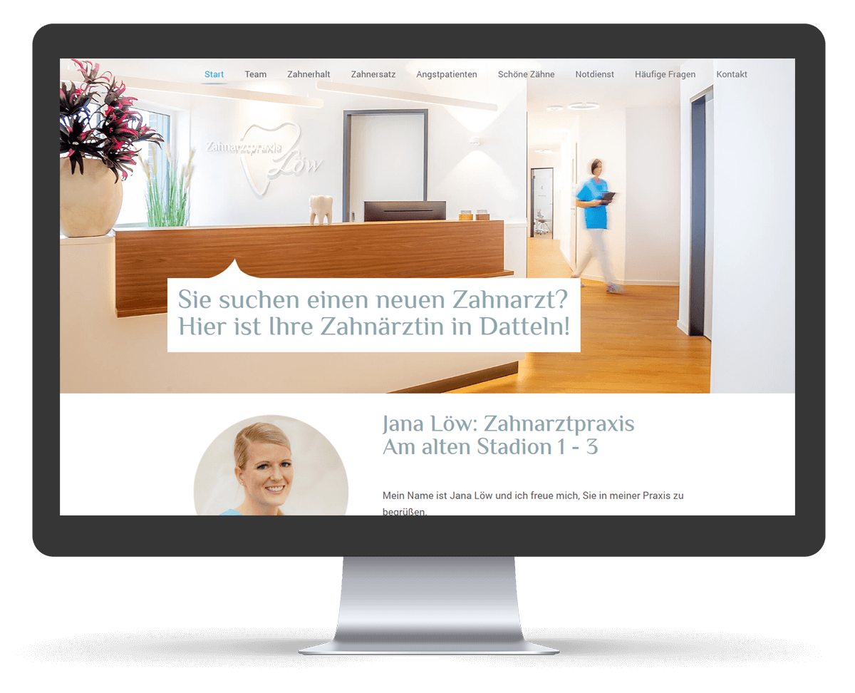 Startseite Webdesign Zahnarztpraxis Löw