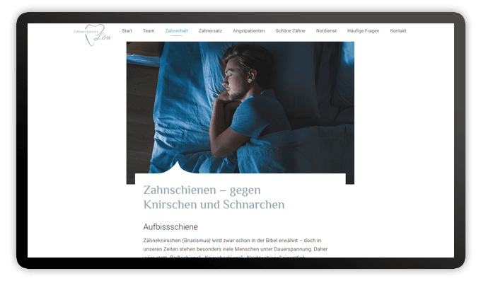 Website Zahnarztpraxis Löw Zahnerhalt - Design von Nicole van Meegen