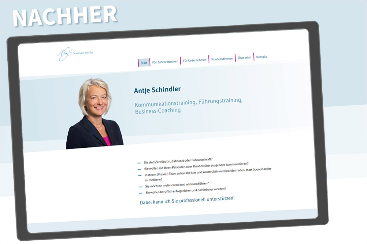 Webseite Antje Schindler - neues Design